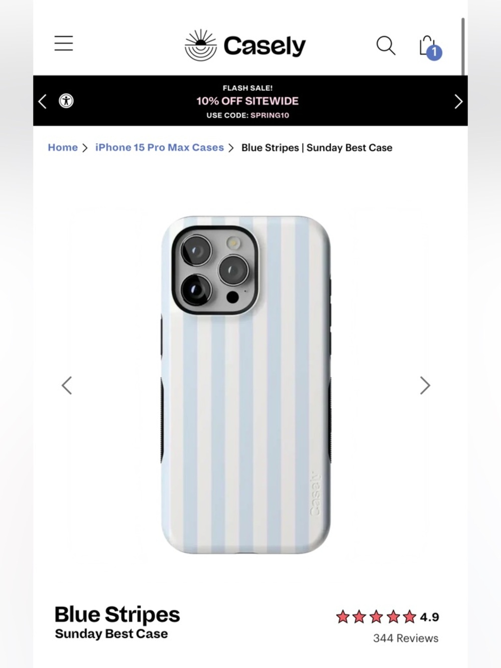 iPhone 15 Pro Max Casely Blue Stripes Sunday Best Case